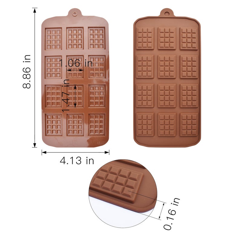 homEdge 12 Cavity Break-Apart Chocolate, Set of 4 Packs Food Grade Non-Stick Silicone Protein and Energy Bar Candy Molds - Image 4